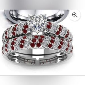 Bridal Set Women 10k White Gold Filled Garner CZ Size 7
